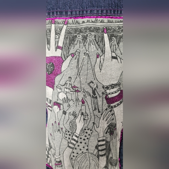 Upcycled Refashioned denim jacket Rock and Roll - Picture 4 of 7